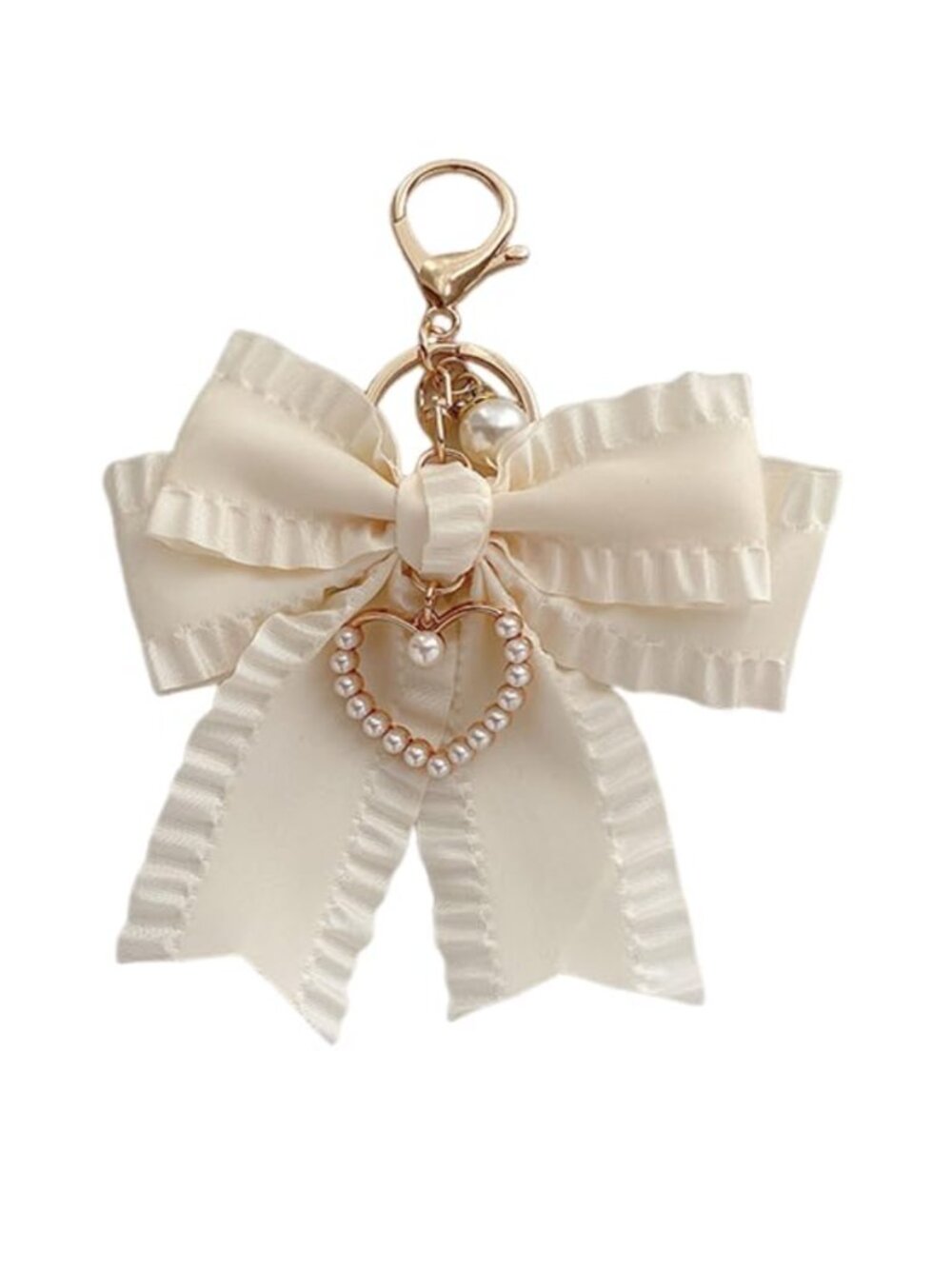 Large Bow Purse Charm Keychain Faux Pearl Alloy Keyring